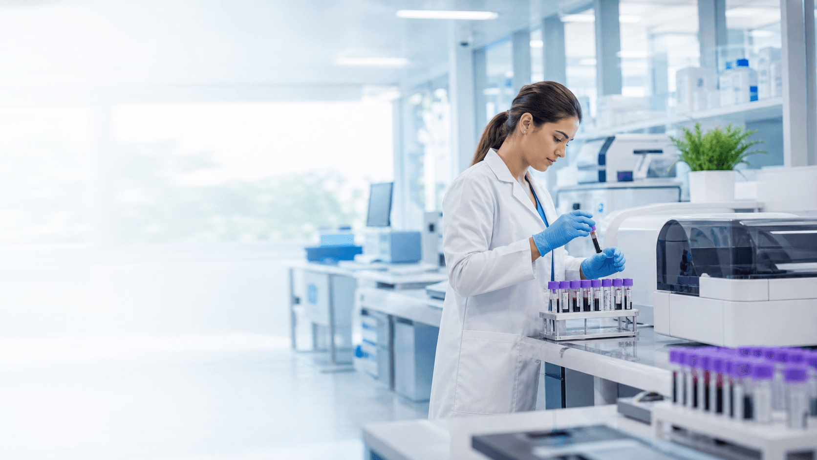 Profesional de laboratorio procesando muestras clínicas